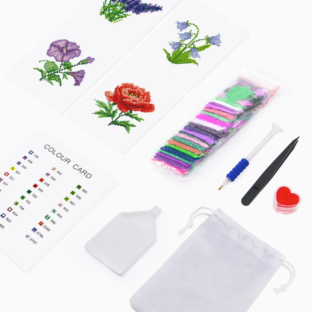 Bloemen Mini Diamond Painting set (4 stuks)