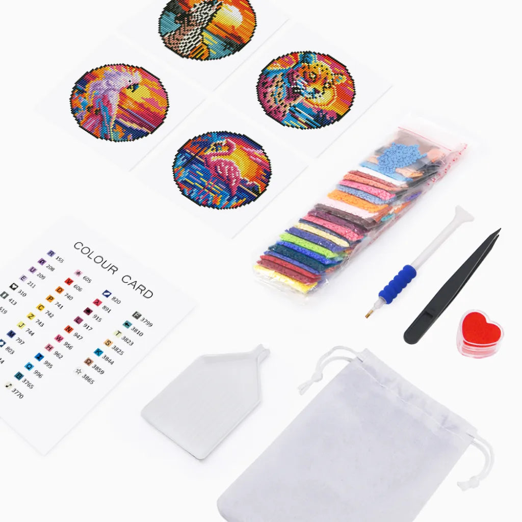 Dieren Mix Mini Diamond Painting set (4 stuks)